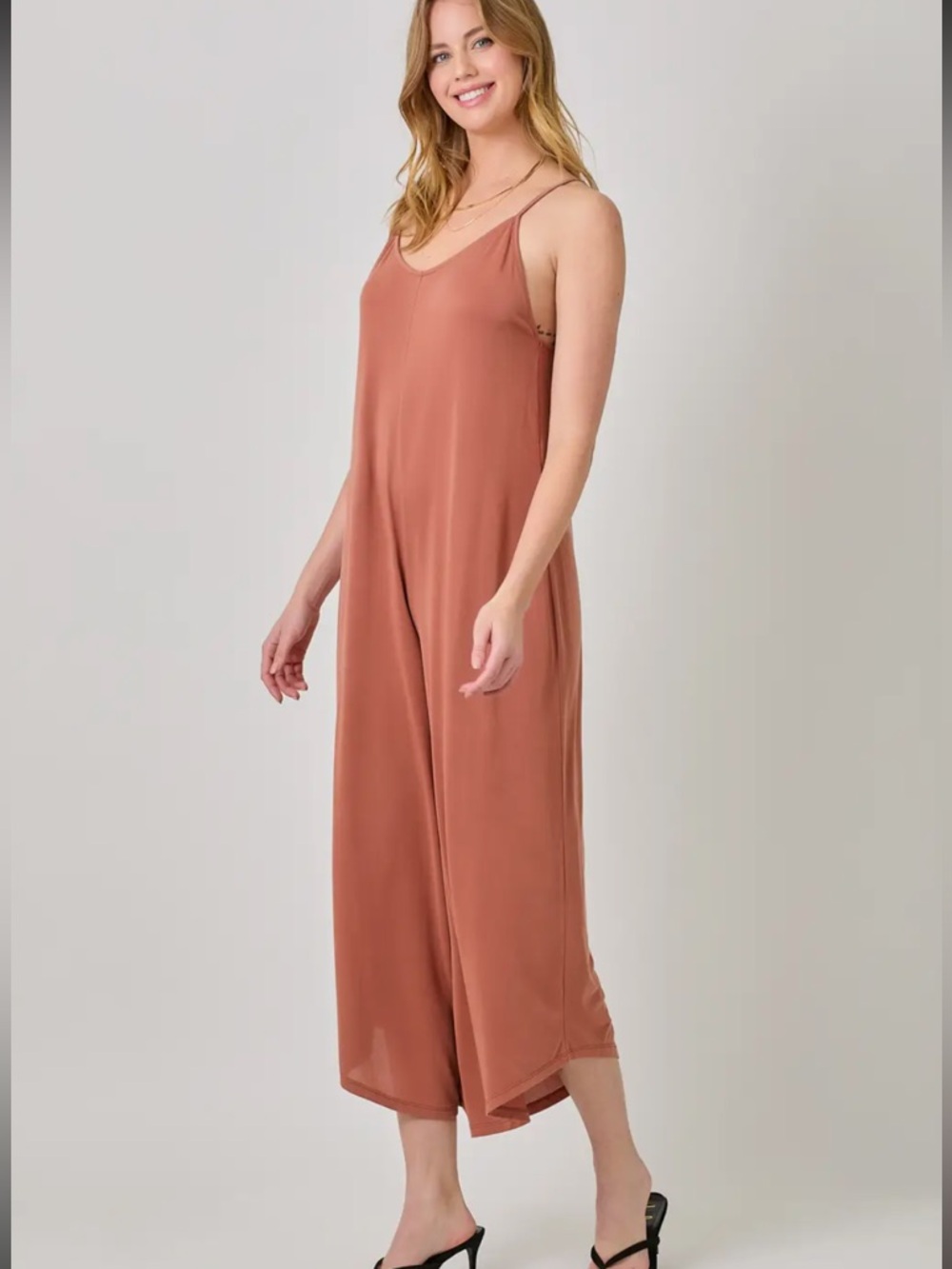 2009. Modal cami wide leg baggy jumpsuit in mauve